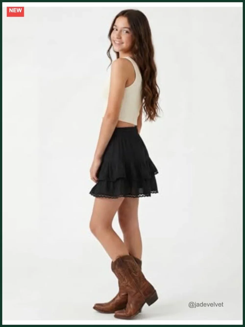 Flowy Ruffle Tiered Boho Skirt with Crochet and Built-in Shorts